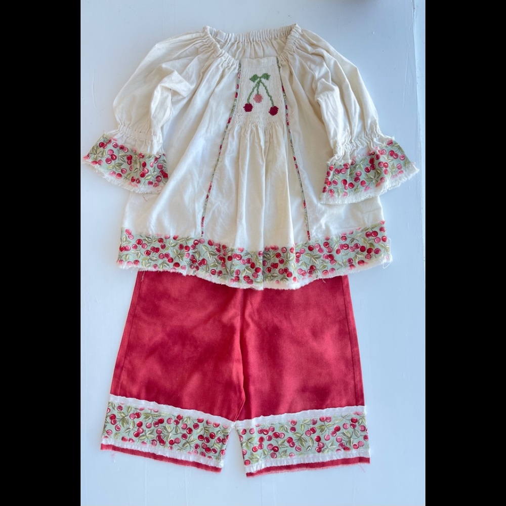 Custom Boutique Sweet Cherry smock embroidery set